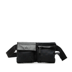 Pre-Loved Gucci GG Canvas Double Pocket Belt Bag
